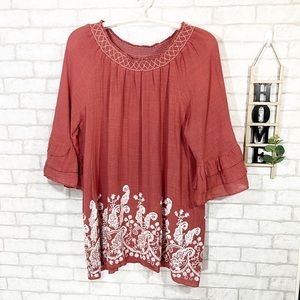 Angel heart boutique embroidered ruffle sleeve top size 3X